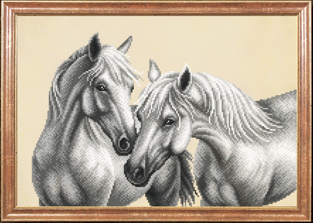 Какие есть схемы вышивки крестиком коня, лошади, черно-белые, цветные?